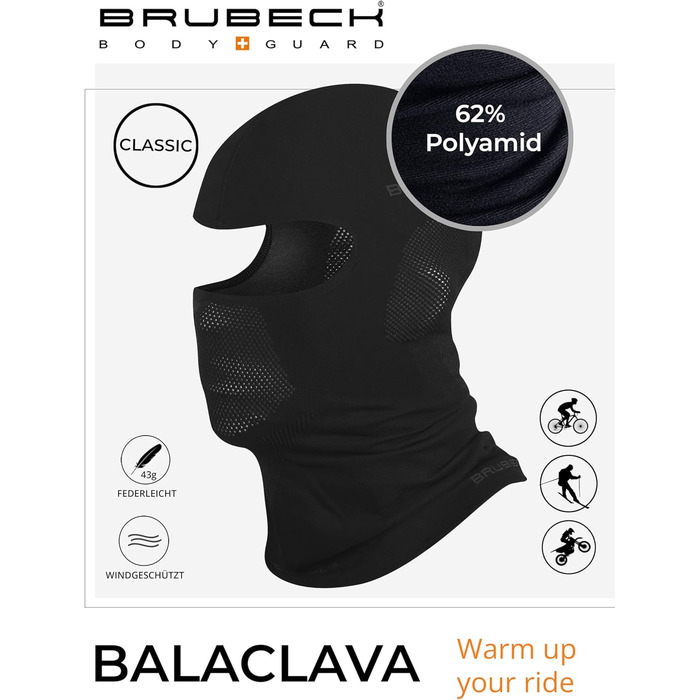 Унісекс-каркас BRUBECK Балаклава Функціональний Мериносова вовна Багатофункціональний шарф Шарф на шию Шарф на шию, розмір S, чорний