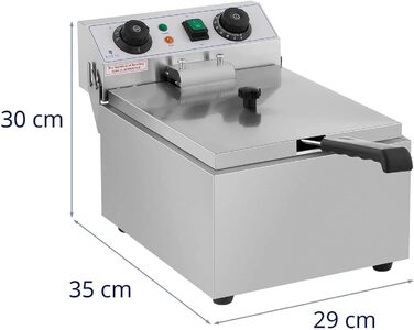 Електрична фритюрниця Royal Catering нержавіюча сталь RCTF 10EB (3 200 Вт, ємність 10 л, діапазон температур 50-200 C, холодна зона, з таймером до 60 хв.)