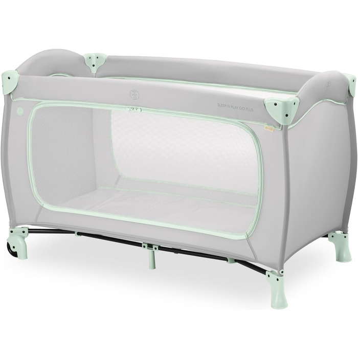 Дорожнє ліжечко Hauck Sleep N Play Go Plus, Dusty Mint - Дитяче дорожнє ліжечко з колесами, сумкою для перенесення, складною основою та великою ігровою зоною - Від народження до 15 кг - Компактне та складане