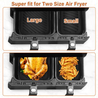 Аерофритюрниця з силіконовою формою для фритюрниці Tefal 5.2 л/3.1 л, аксесуари для великої та меншої фритюрниці, сумісні з фритюрницею Tower T17099 5.2 л/3.1 л, Lakeland 5 л/3 л і Salter Ek5729