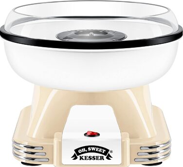 Набір машин для виробництва солодкої вати KESSER для вашого дому - З 30 паличками солодкої вати та мірною ложкою - Ретро машина для виробництва солодкої вати - Машина для виробництва солодкої вати з аксесуарами - Висота 22 см - 500 Вт Кремовий Білий Кремо