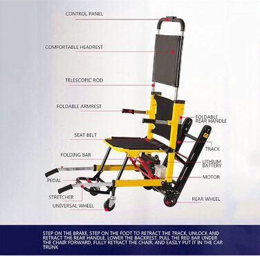 Універсальне легке інвалідне крісло, розбірне, електричне крісло колісне для підйому по сходах, підйомне шасі, може підніматися та спускатися сходами, крісло для перевезення людей похилого віку
