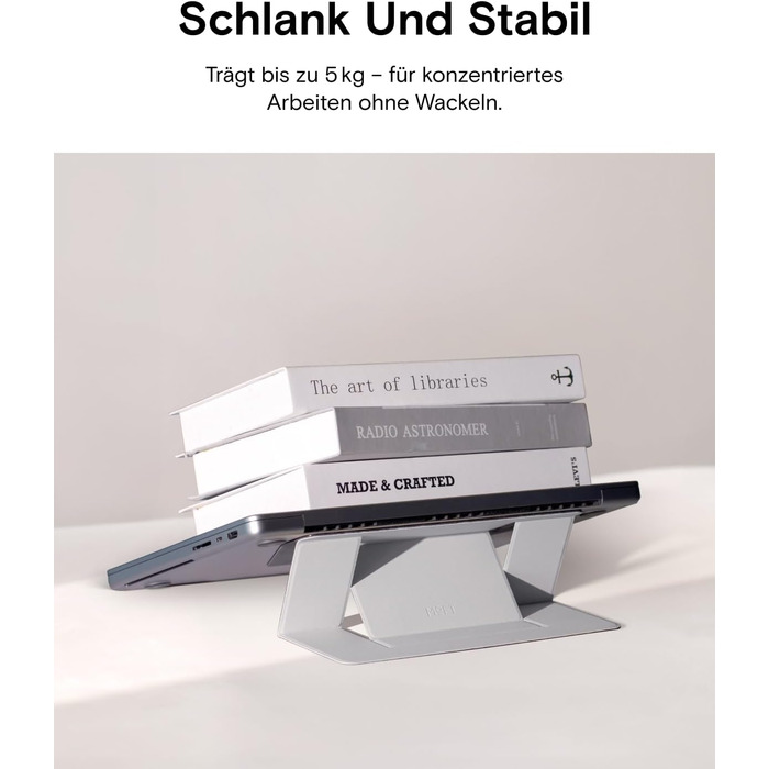 Підставка для ноутбука MOFT, складана підставка для ноутбуків та макбуків з 2 регульованими кутами нахилу, покращує поставу, сумісна з MacBook Air, MacBook Pro 11-16, самоклеюча - Затуманені бухти