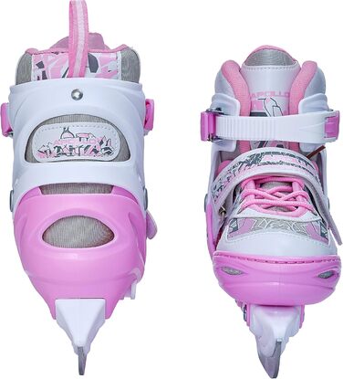 Ковзани Apollo Ice Skates X Pro Регульовані ковзани для жінок, дітей та підлітків Стильні жіночі ковзани, 3 розміри (від 31 до 42) Дитячі ковзани L 39-42 Білі/Рожеві