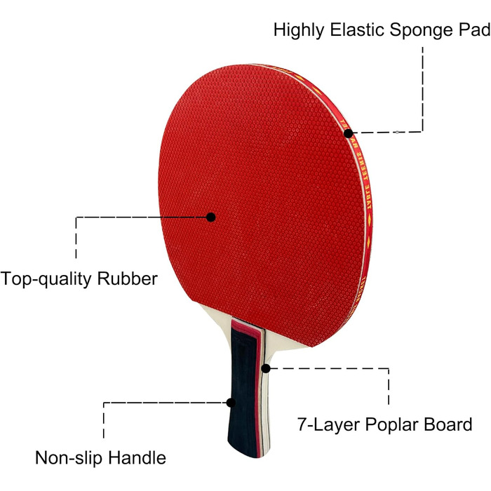 Набір для настільного тенісу Diompirux Premium 2 ракетки + 3 м’ячі + чохол 7-шарова тополя + високоякісна гума для початківців, профі, сім’ї посилена ручка