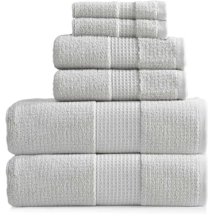 Набір вафельних рушників Aire & Raine з 100 бавовни, 6 предметів світлі вафельні рушники для ванних кімнат, двосторонні до м'якої