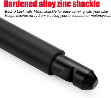 Велосипедний U-замок, міцний кодовий замок для велосипедів, скутерів, мотоциклів, захист від крадіжки (чорний, дужка 14 мм) Чорний, дужка 14 мм