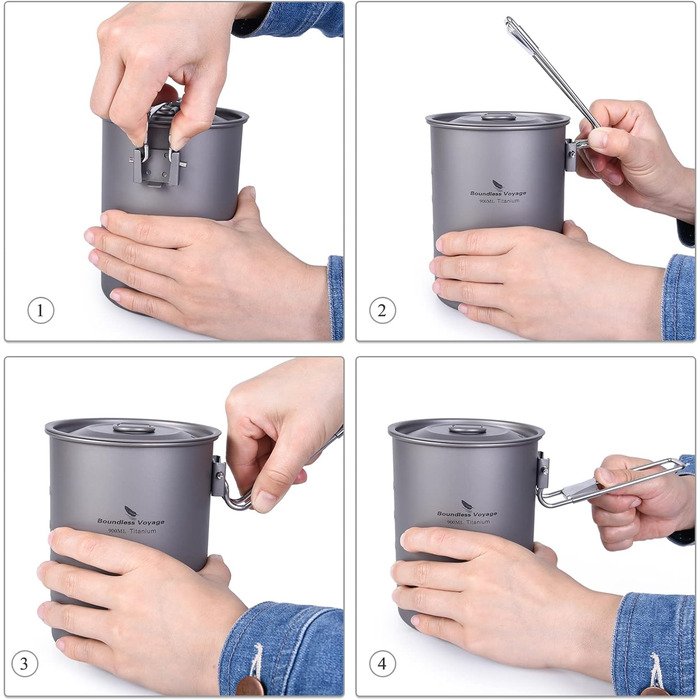 Мл Титановий кухоль Кемпінговий горщик Каструля для приготування їжі Зовнішня легка чашка для кави зі складною ручкою та кришкою П