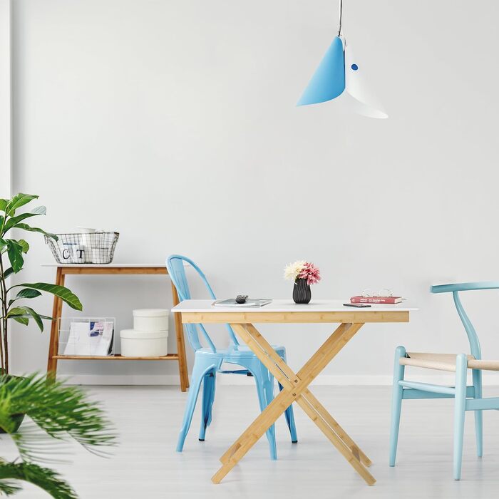 Розкладний стіл Relaxdays, регульована висота, бамбук та МДФ, HBT 70x105x50 см, обідній стіл для кухні, вітальні, балкону, натуральний/білий