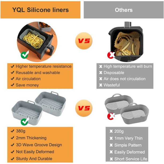 Аксесуари для фритюрниці Ninja AF300EU, 2PCS Airfryer Силіконова форма Багаторазова силіконова форма для аерофритюрниці Силіконова фритюрниця для AF400EU, Innsky, Princess Dual Zone Air Fryer