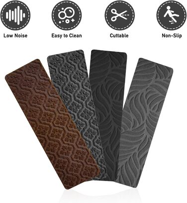 Сходинки для дерев&39яних сходинок нековзка клейка стрічка для килимового покриття сходів, знімається та приклеюється подвійною клейкою стрічкою, комплект з 15 аркушів, чорний, 15 шт. аркуші 8&39 x 30&39 дюймів чорний