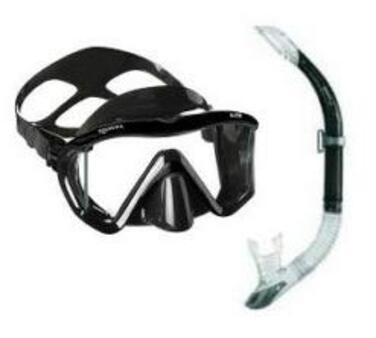 Маска для дайвінгу Mares i3 з однією лінзою та комплектом трубки Mares Sailor (чорна)