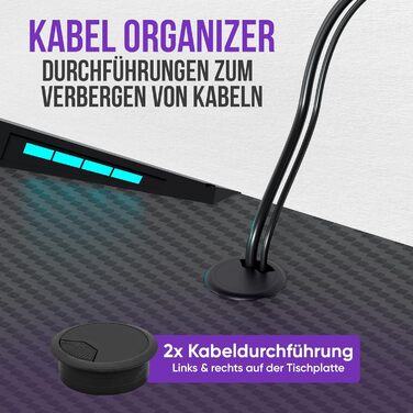 Ігровий стіл Avalo - 140x60x73 см - Ігровий стіл зі світлодіодним підсвічуванням - Стіл - Чорний