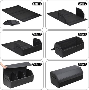 Органайзер для багажника зі шкіри, міцний, складаний, з регульованими відділеннями, надзвичайно великий об'єм (довжина 74.9 см x ширина 31 см x висота 29.2 см), 151