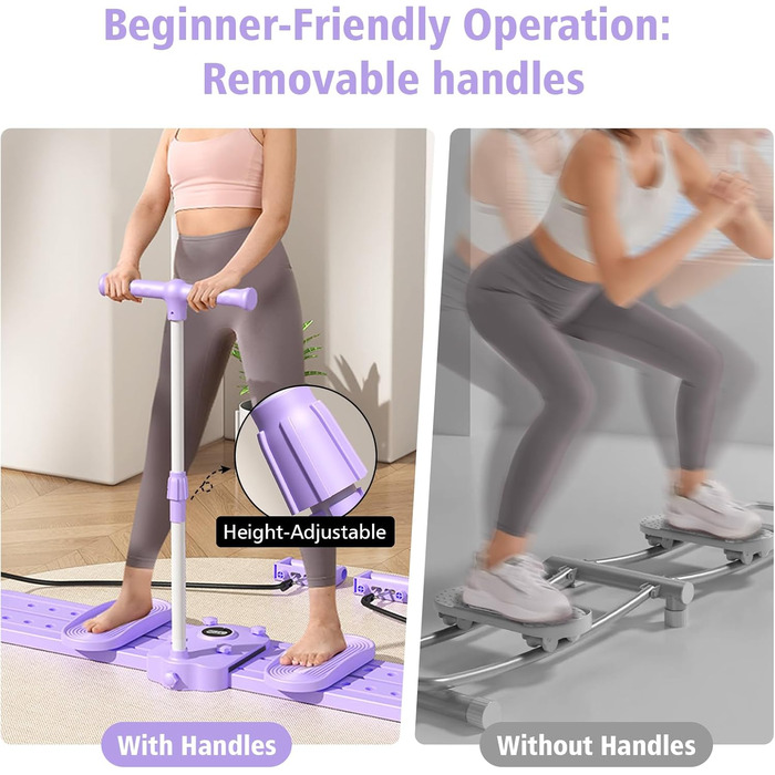 Дошка для пілатесу-реформера для домашнього використання, тренажер для м&39язів тазового дна, лижний тренажер, знімні ручки для віджимань, фітнес-дошка, тренажер для тренування м&39язів тазового дна для жінок, силові тренування та корекція фігури