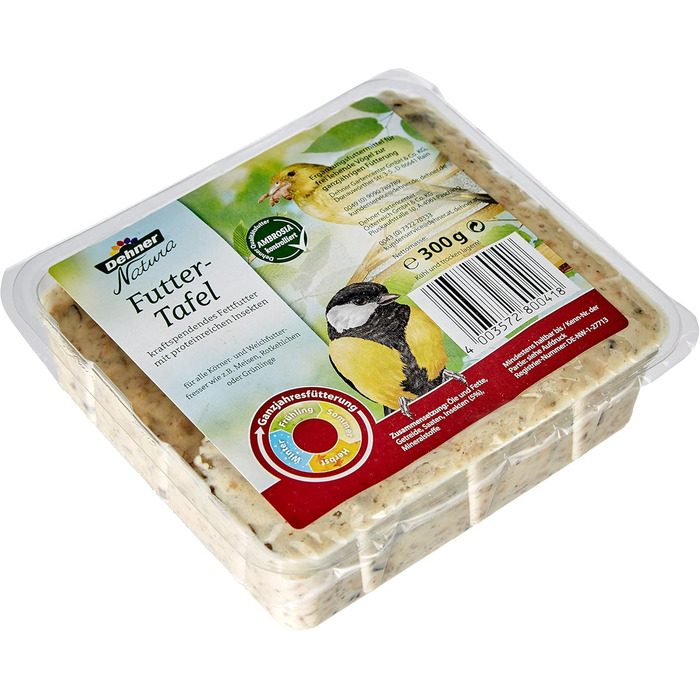 Корм Dehner Natura Premium Wild Bird Food, снек для диких птахів, таблетки для годування комахами, цілорічний корм з високим вмістом білка / енергетичний, високоякісний корм для диких птахів, 12 x 300 г (3,6 кг)