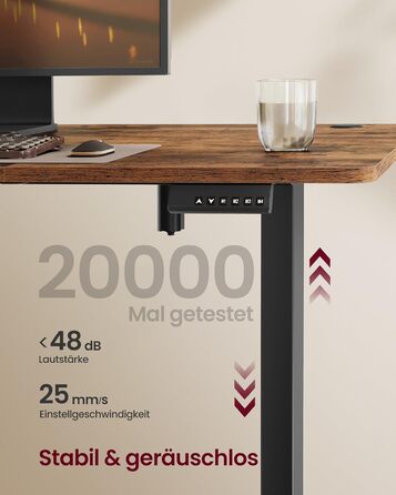 Регульований по висоті письмовий стіл SONGMICS, 180 x 80 см, вінтажний коричневий