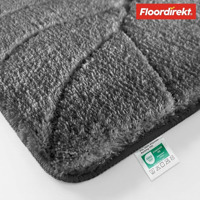 Килимок для ванної Floordirekt - Надзвичайно пухнастий та швидковисихаючий - Килимок для ванної кімнати з нековзною основою - Килимок для ванної Килимок для душу (Maris) (Темно-сірий, 60 x 120 см) 60 x 120 см (Прямокутний) Темно-сірий