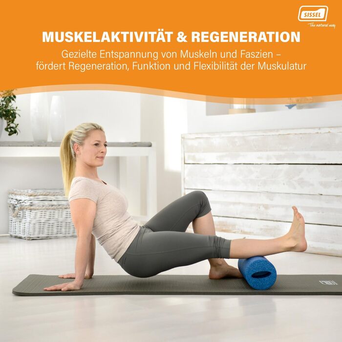 Міофасційний валик SISSEL Фасційний валик з виїмкою для захоплення Фасційний валик для спини 40 см Ергономічний для спини та хребта Пінопластовий валик з матеріалу EPP Міцний та стабільний за розмірами, синій