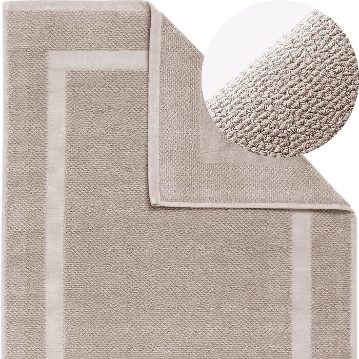 Килимок для ванної Herzbach Home 100 бавовна Килимок для душу 1000 г/м Абсорбуючий Можна прати (Пісочно-сірий, 60 x 100 см) 60 x 100 см (Прямокутний) Пісочно-сірий