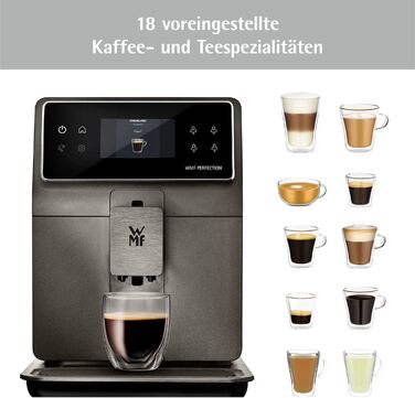Повністю автоматична кавоварка WMF Perfection 780L з молочною системою, 18 напоїв, подвійний термоблок, кавомолка з нержавіючої сталі, профіль користувача, контейнер для молока 1 л