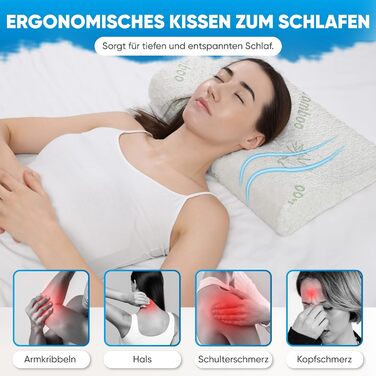 Подушка для шиї Ортопедична подушка з піни з ефектом пам&39яті для сну на боці, спині та животі, 60x40x12/10 см