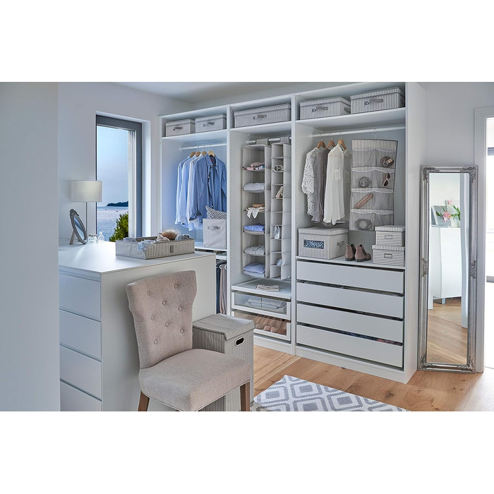 Коробка для зберігання Zeller з кришкою, дизайн у смужку, неткане полотно, бежевий, приблизно 30 x 39,5 x 25 см