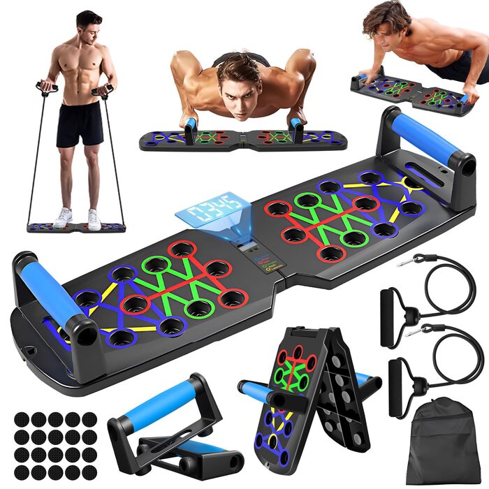 Дошка для віджимання, 26-в-1 багатофункціональна дошка для віджимання, тренажери для домашнього використання, система фітнес-підлога, вправи для м&39язів грудей, професійне обладнання для спалювання жиру для чоловіків, дошка 26 в 1