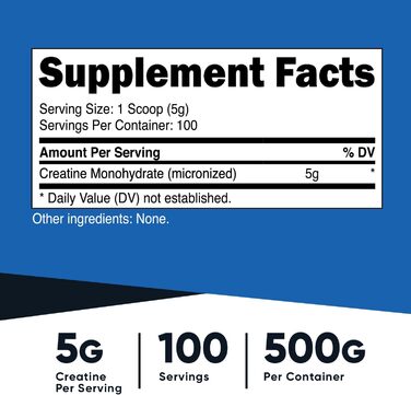 Мікронізований порошок креатину моногідрату Nutricost – 500 г