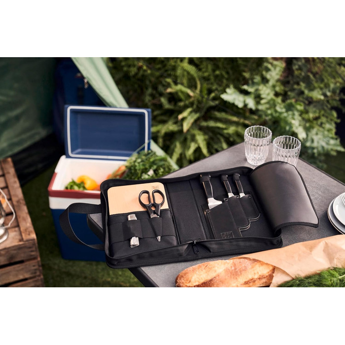 Набір ножів ZWILLING Four Star Traveller Set/Knife Set із 7 предметів для кемпінгу, набір із 3 ножів, обробна дошка, ніж офіціанта, ножиці та сумка для перенесення