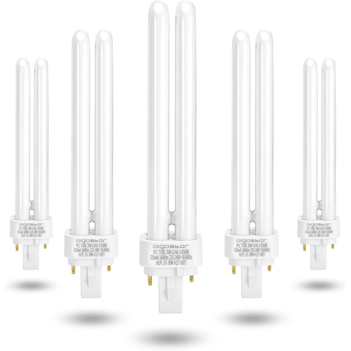 Лампа Aigostar Холодні білі люмінесцентні трубки 2-контактний ПЛК 26 Вт G24 6400K 1560 лм Енергозберігаюча лампа, упаковка 5 шт.