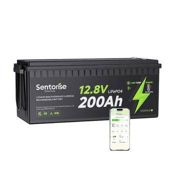 Літій-іонний акумулятор 12V 200Ah LiFePO4 з Bluetooth-моніторингом, самонагріванням, захистом від перегріву та акумуляторами BMS 200A для автофургонів, кемпінгів, сонячних панелей, гольф-карів та домашніх автономних систем 12200-BT-Heat