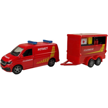 Пожежна машина з причепом DE Die Cast Pull Back 27,5 см, іграшка для дітей, 520321