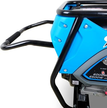 Бензиновий генератор 15 к.с. з електричним стартером Мобільний генератор 400 В 2 x 230 В 6,5 кВт 3-фазний високовольтний генератор 4-тактний бензиновий двигун 420 куб.см Тихий генератор 93 дБ(A)