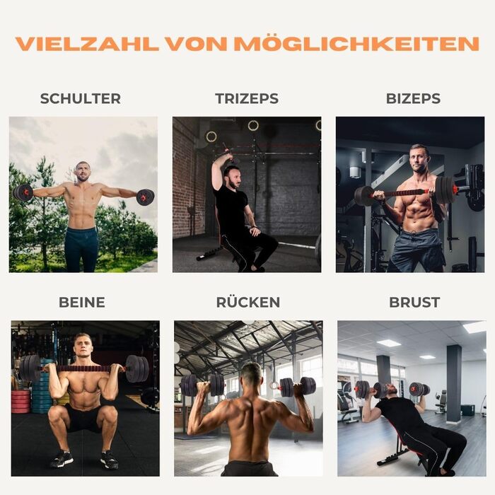 Набір регульованих гантелей 2 в 1 ExtenFit 2–20 кг з дисками та подовжувальною штангою, для домашніх та мобільних тренувань
