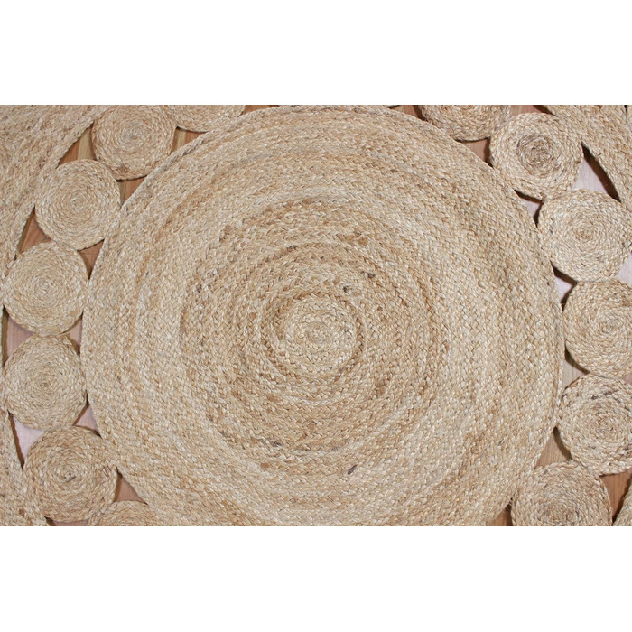 М круглий килим килим кілім, бежевий, плетений джутовий килим, для приміщень і вулиці, плоске плетіння, для спальні, тумбочки, кру