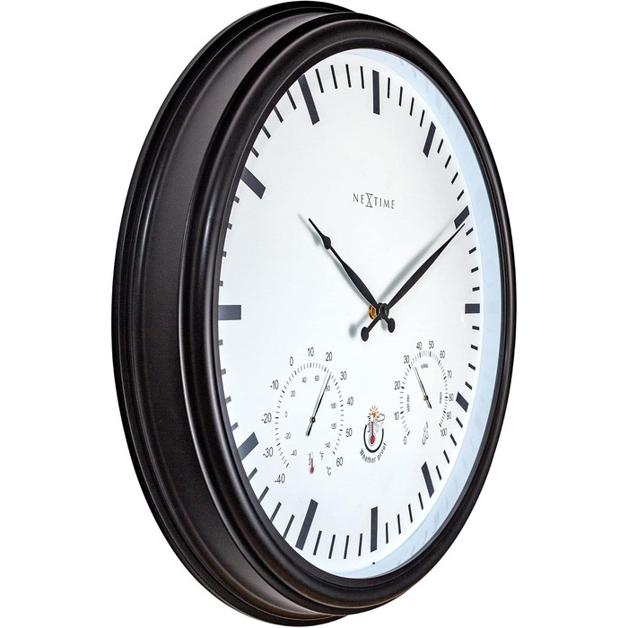 Настінний годинник NeXtime 4306ZW, пластик, чорний, 50.8 см