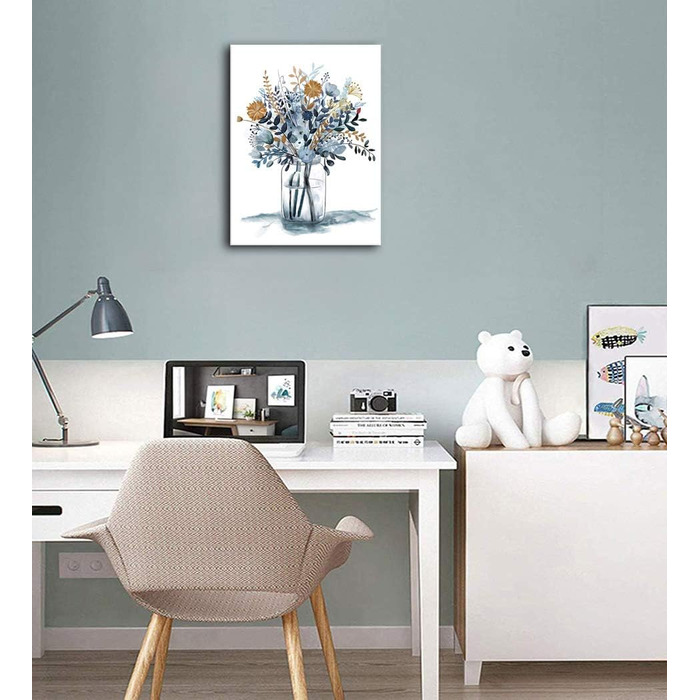 Квіти настінне мистецтво Акварель Морські квіткові картини Прикраса стін Квітка на скляному полотні Живопис на полотні Блакитні бо