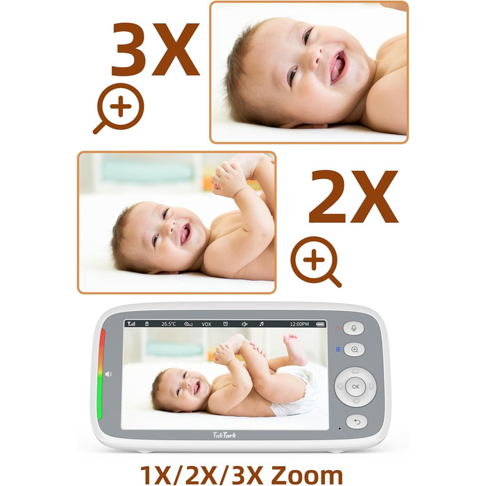 Монітор-няня з камерою, 5&39&39 720P IPS Монітор-няня з камерою Відео-няня з камерою з поворотною камерою Pan-Tilt 300 Монітор-нян