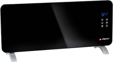 Електричний обігрівач Alpina потужністю 2000 Вт Радіаційний обігрівач з термостатом та 24-годинним таймером Електричний обігрівач для кімнат площею 1020 м Настінний або окремостоячий Радіаційний обігрівач 92x24x43 см Чорний