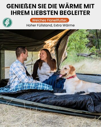 Спальний мішок KingCamp для дорослих, зимовий, фланелевий, компактний, 3-4 сезони, ковдра для кемпінгу, подорожей, наметів, походів, на вулиці, в приміщенні, від 4C до -15C/230 x 90 см Thicker Pro Navy-L-Zip