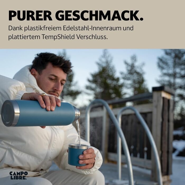 Термос Jaco 1 л, 750 мл, 500 мл Термос з чашкою Наш термос зберігає напої гарячими щонайменше 24 години Двостінна ізольована колба на 100 герметична та виготовлена з переробленої нержавіючої сталі. Moos Green 1000 мл