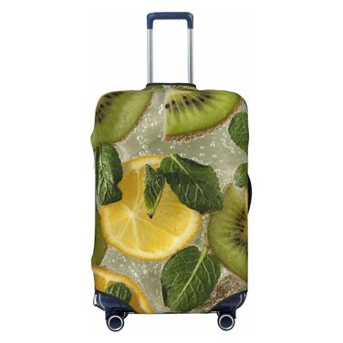 Чохол для валізи Лимон та Ківі з принтом, еластичний захист від подряпин та пилу, чорний, розмір 95