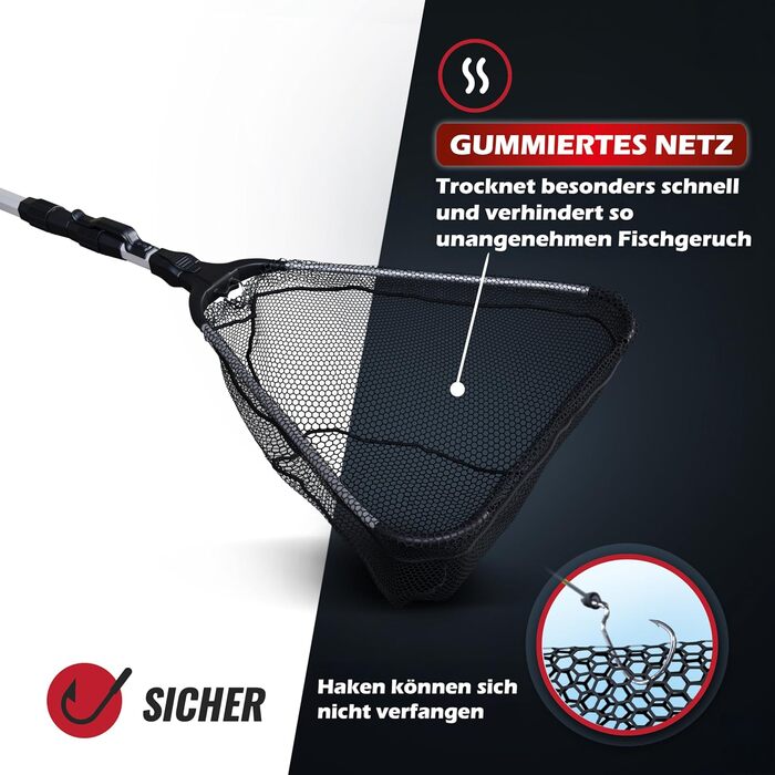 Гумова рибальська сітка 1,6 м/2,1 м Складана Міцний універсальний підсак Телескопічна Гумова рибальська сітка Безпечна для риби 2,1 м з чохлом