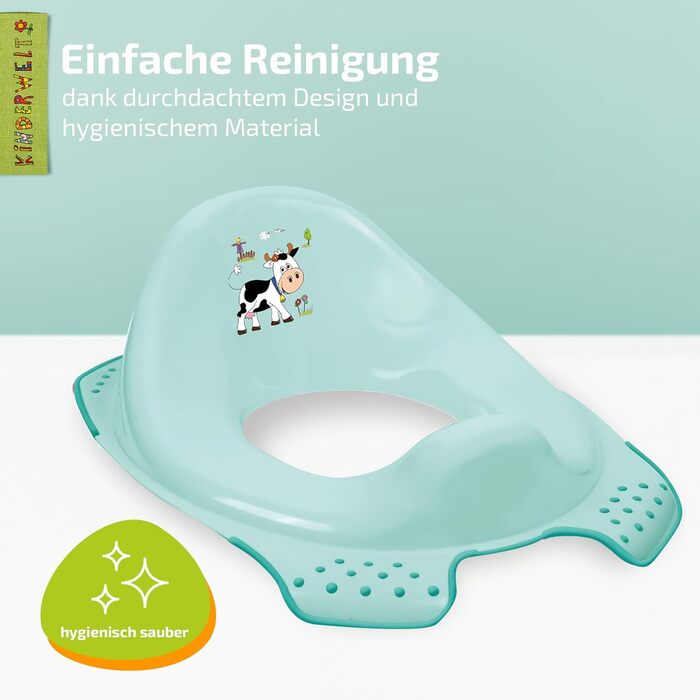 Сидіння для унітазу KiNDERWELT Premium для дітей і немовлят, дизайн Funny Farm у світло-блакитному кольорі, горщик для малюків від