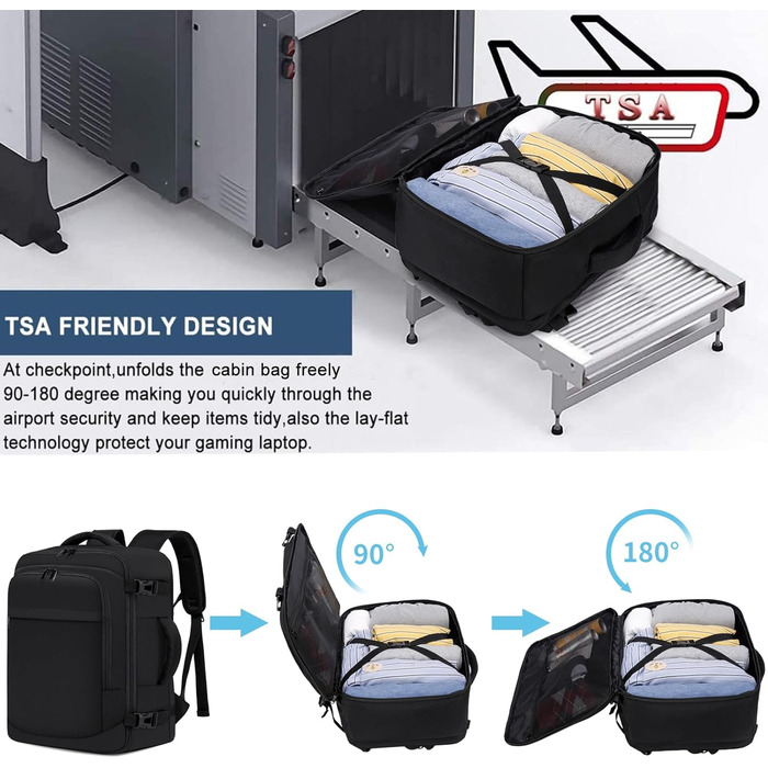 Рюкзак для ручної поклажі 40x30x20 см для Ryanair, 40x30x25 см для Eurowings, невеликий дорожній рюкзак об&39ємом 24 л, ручна поклажа, рюкзак для ноутбука для чоловіків та жінок, чорний. Black-b 40x30x20 см (24 л)