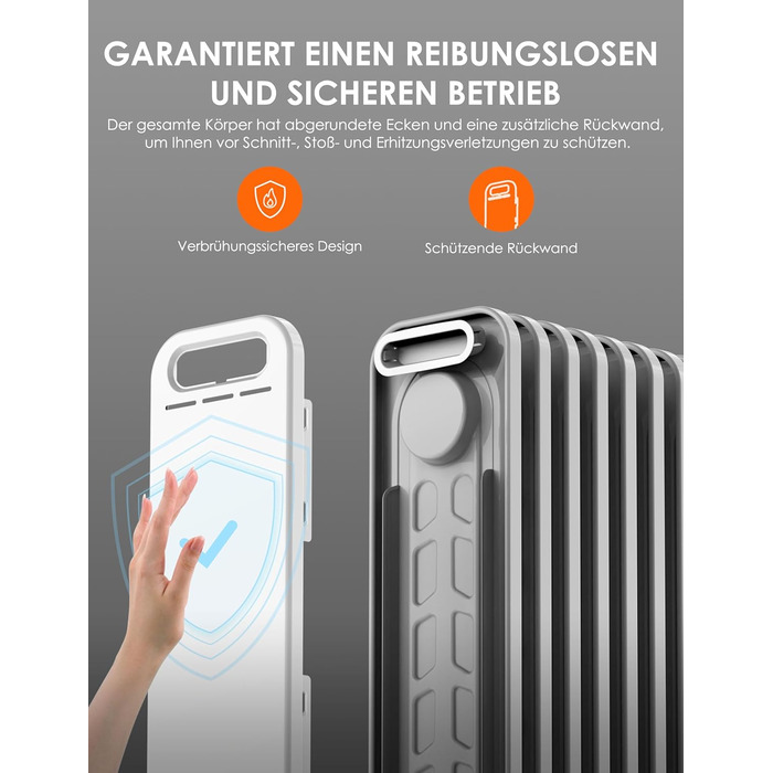 Масляний радіатор Midea NY2009-24UR, портативний електричний обігрівач з 9 ребрами, пультом дистанційного керування та сенсорним світлодіодним екраном, електричний радіатор з термостатом, 4 режими, захист від перегріву та перекидання, тиха робота, 2000 Вт