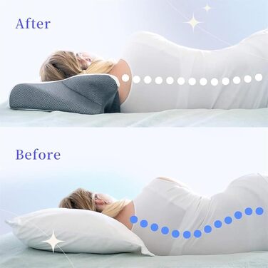 Подушка для сну Pillow Daddy, подушка проти хропіння, терапевтична подушка для шиї, подушка для підтримки шиї для сну на спині, боці та животі, яку можна прати - ефективно покращує проблеми зі сном, сіра