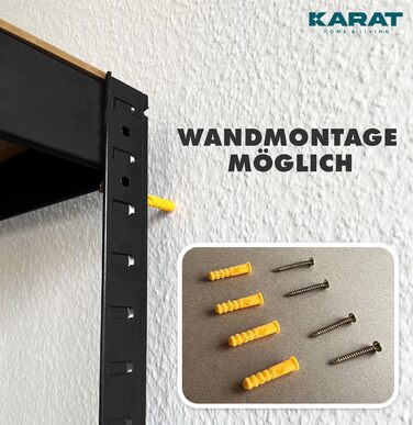 Потужний стелаж KARAT, комплект з 2 шт., 180 x 90 x 40 см, безболтовий стелаж, підвальний стелаж, стелаж для зберігання - 5 регульованих полиць (чорний) 40 x 90 x 180 см Чорний