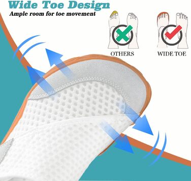 Діабетичне взуття Sisttke для жінок та чоловіків, широке, зручне, з підтримкою склепіння стопи, ортопедичні капці, дихаючі, регульовані, діабетичні капці, капці для артриту, розмір 42/43 EU, широкі, білі, розкішний сад